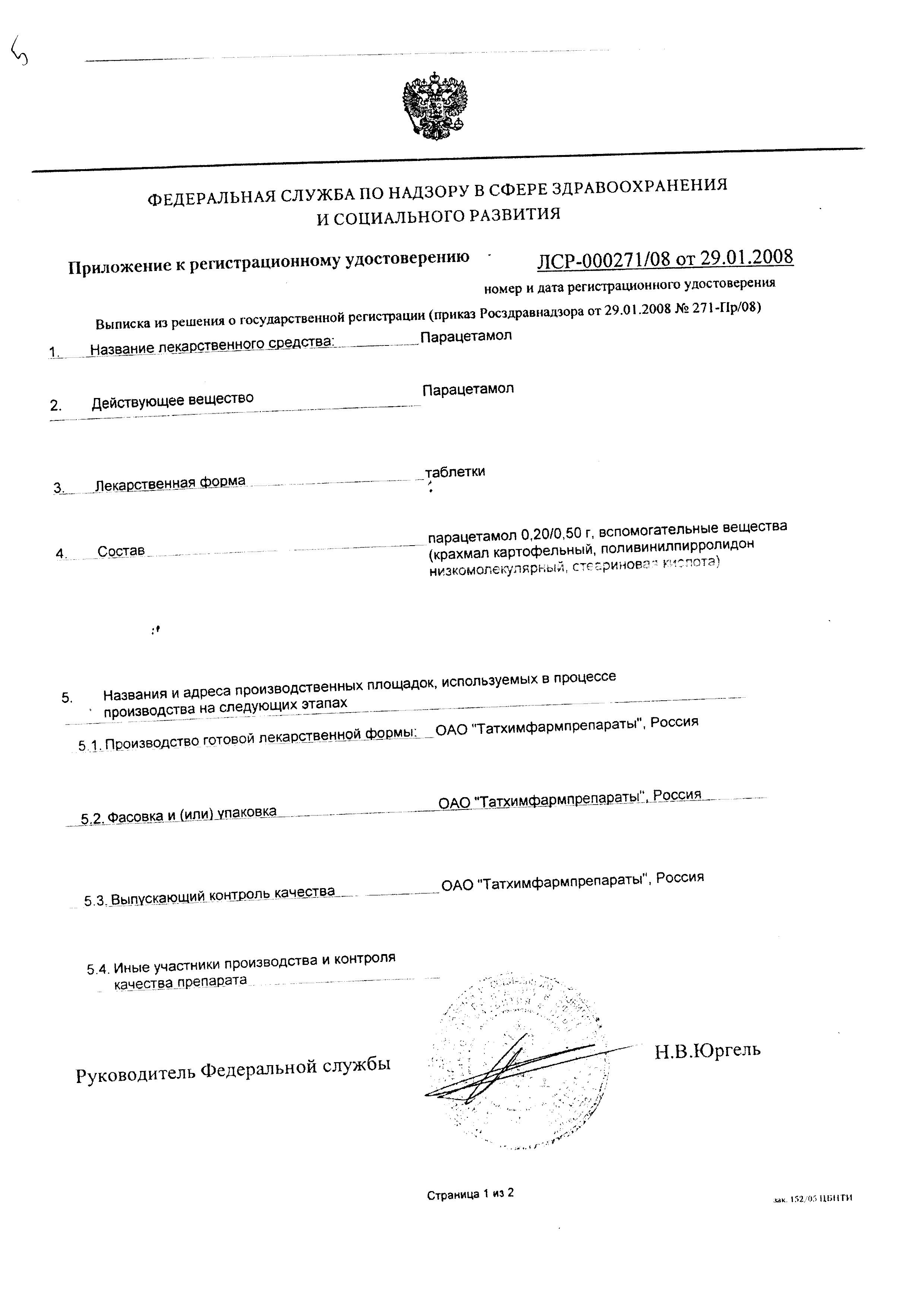 Сертификат Парацетамол