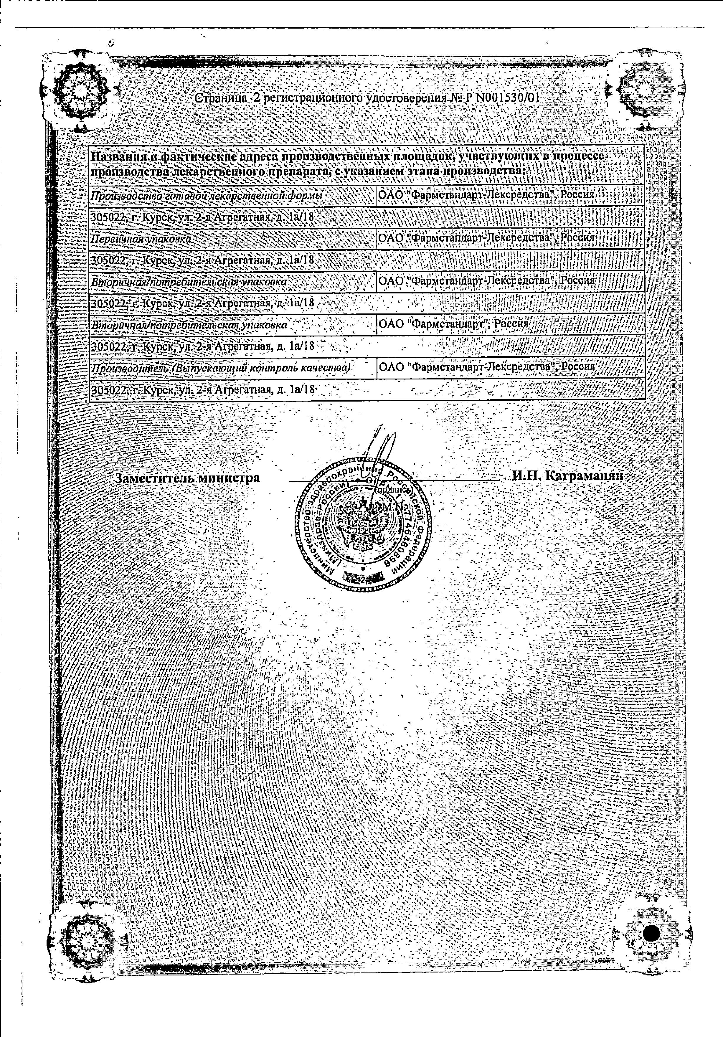 Сертификат на Пиразидол, таблетки 50 мг, 50 шт.