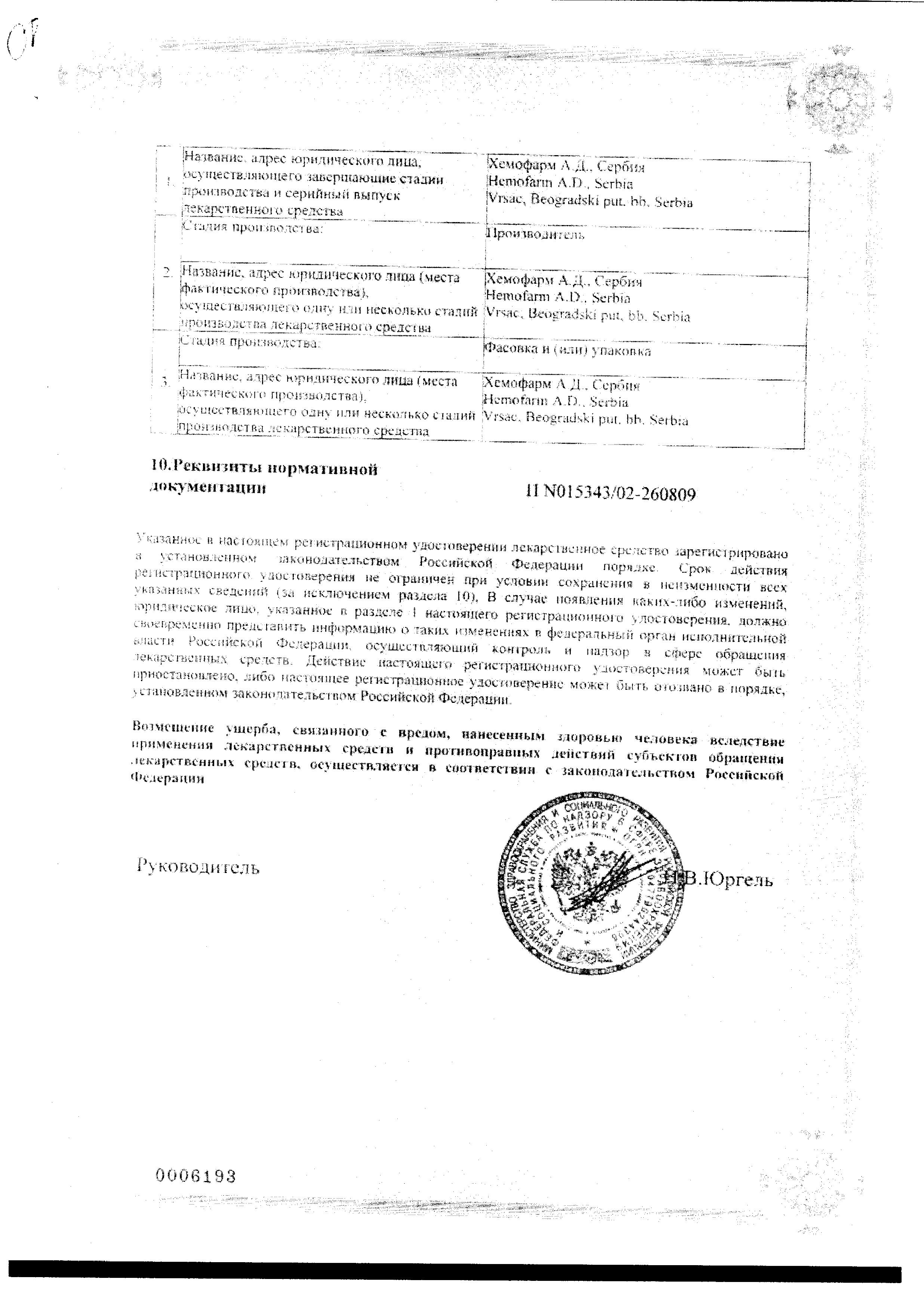 Сертификат на Ибупрофен-Хемофарм, таблетки покрыт. плен. об. 400 мг, 30 шт.