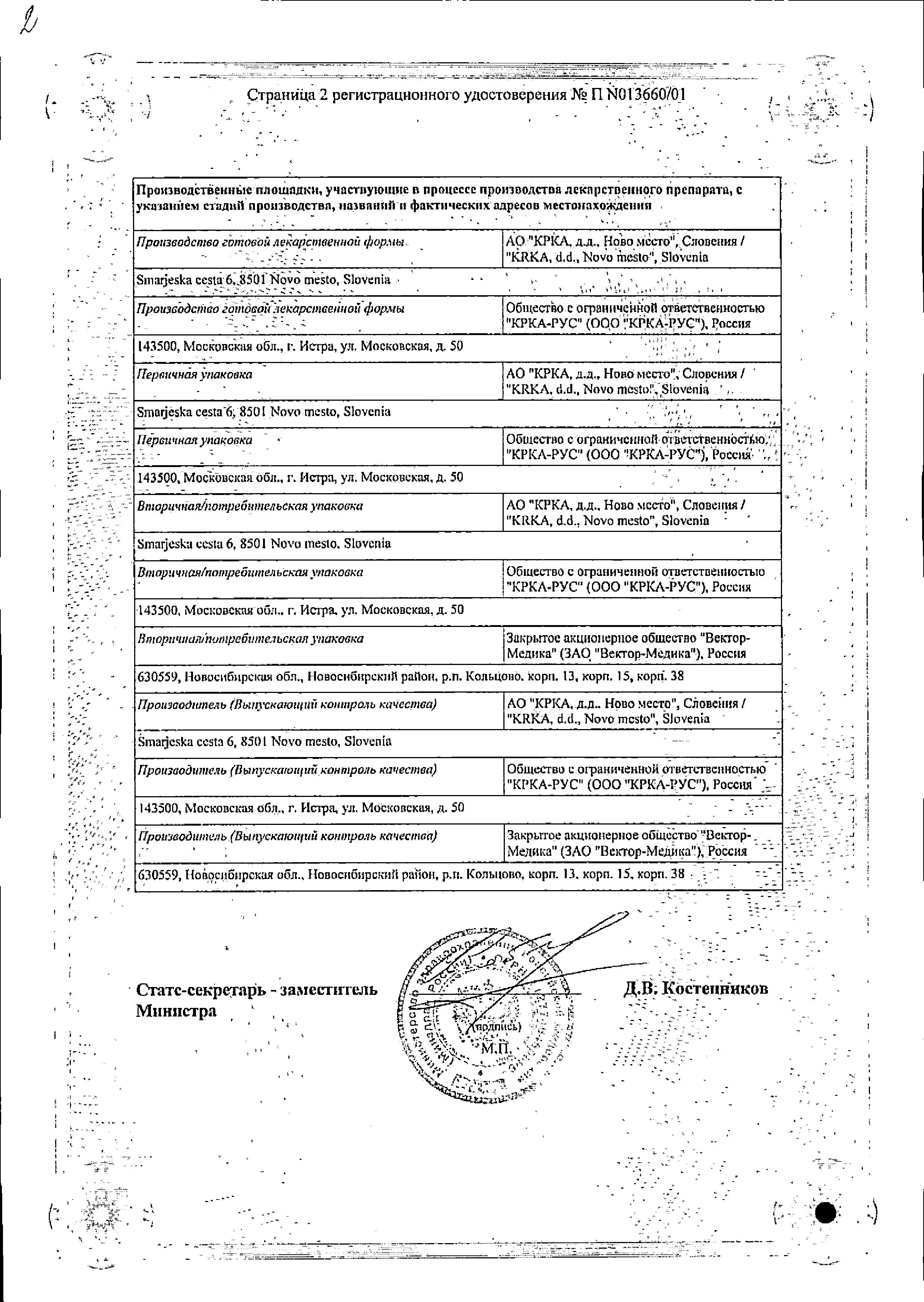 Сертификат на Нолицин, таблетки покрыт. плен. об. 400 мг, 20 шт.