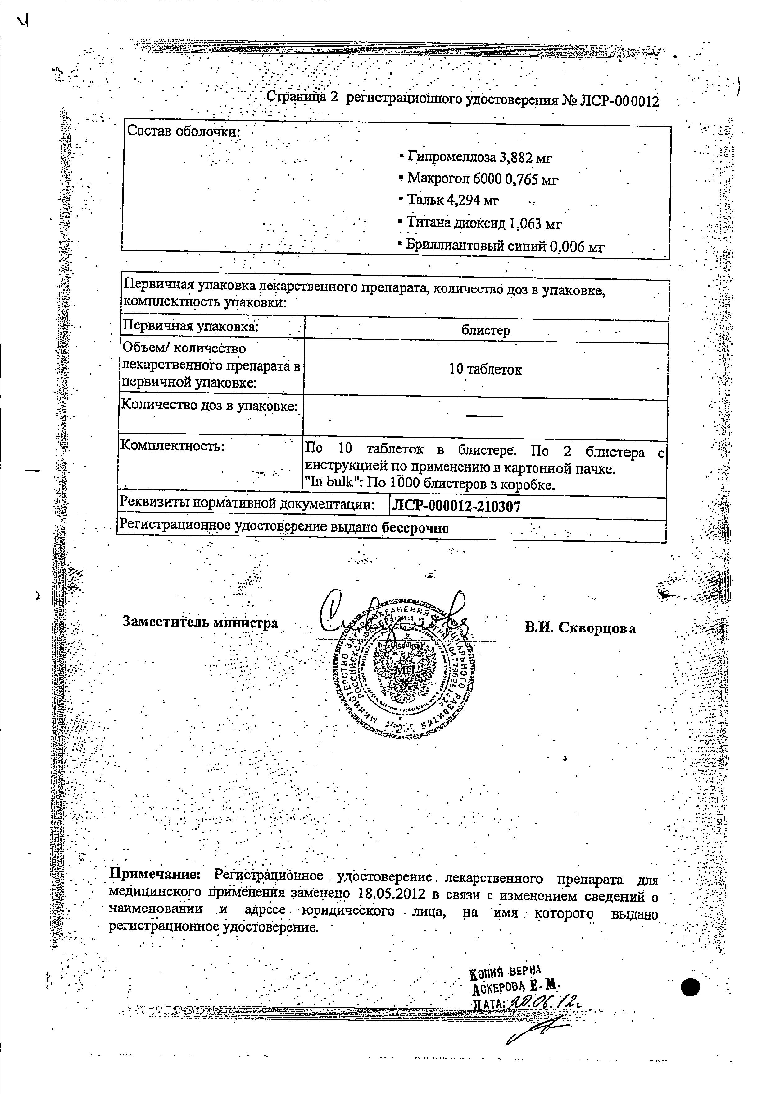 Сертификат Flamax forte