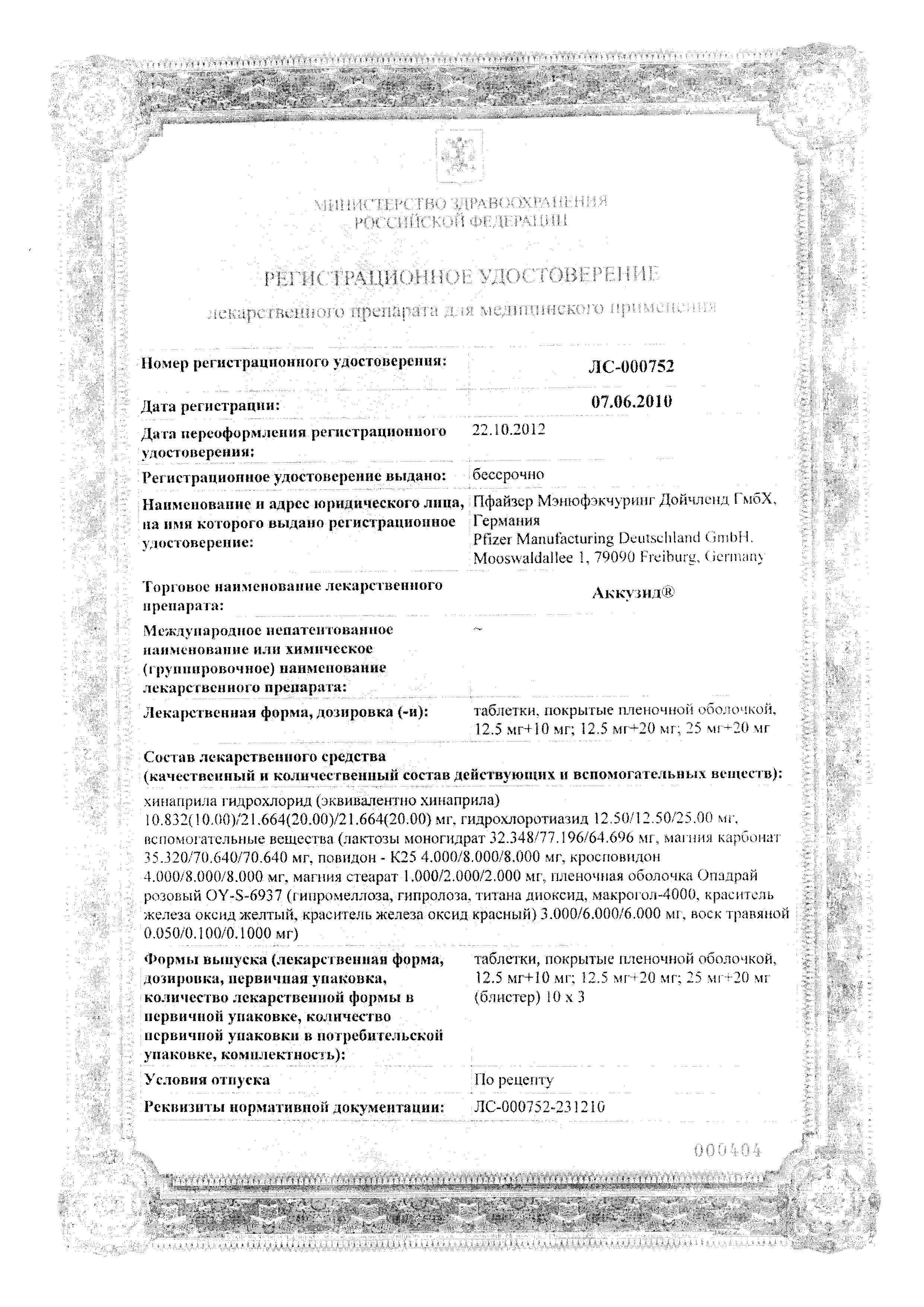 Сертификат Accuzide®