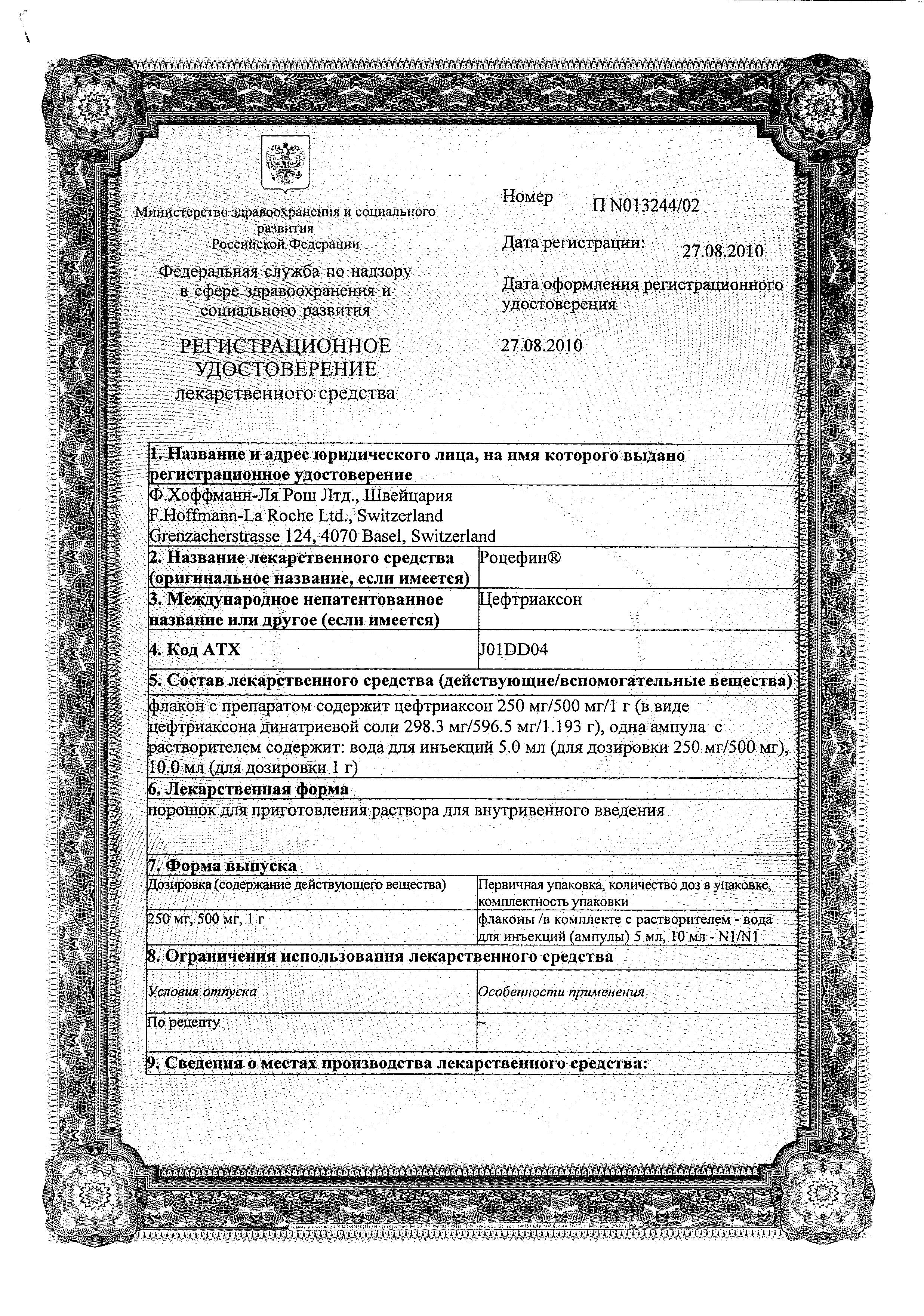 Сертификаты Антибиотики