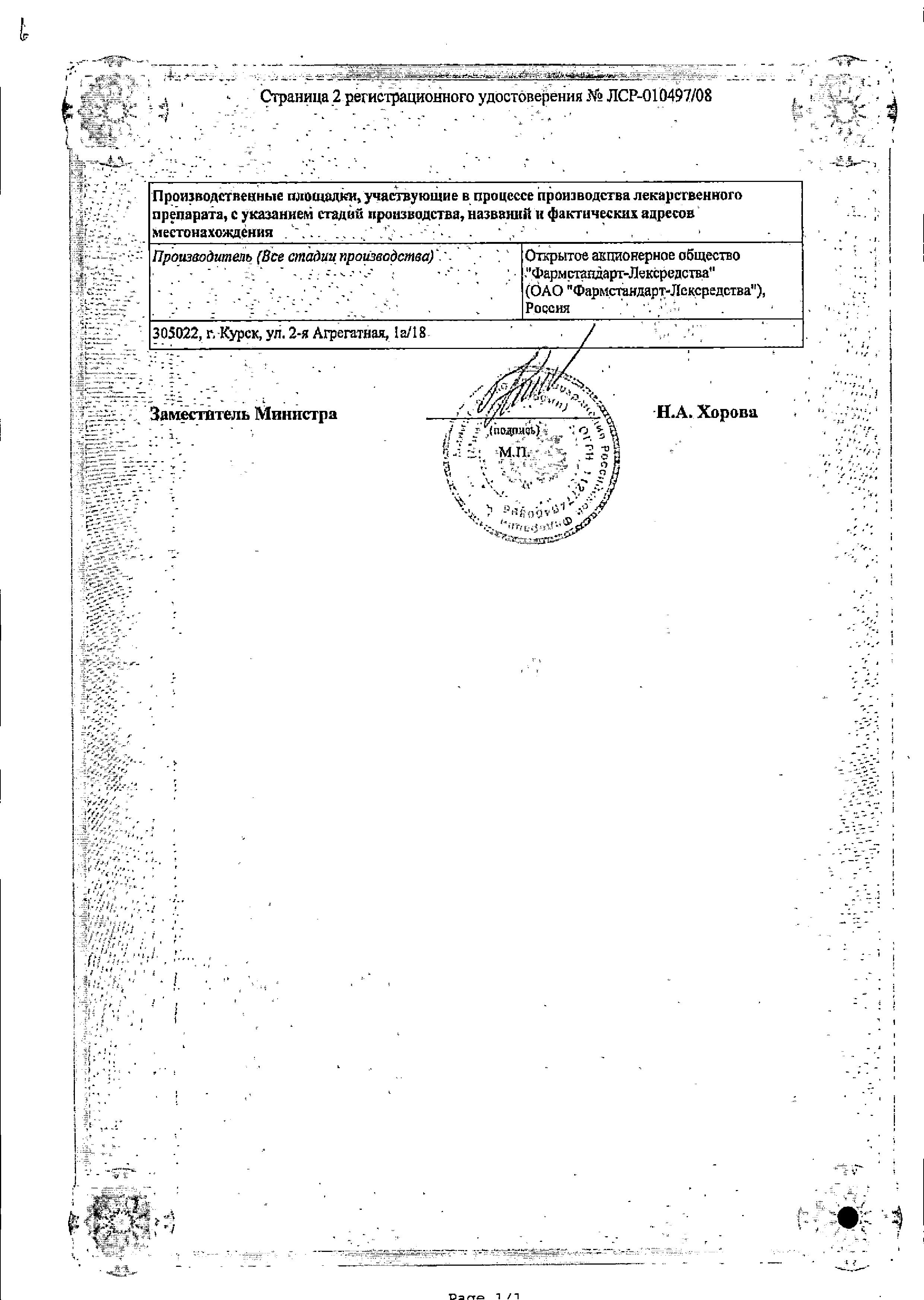 Сертификат на Цинокап, аэрозоль 0.2%, 58 г