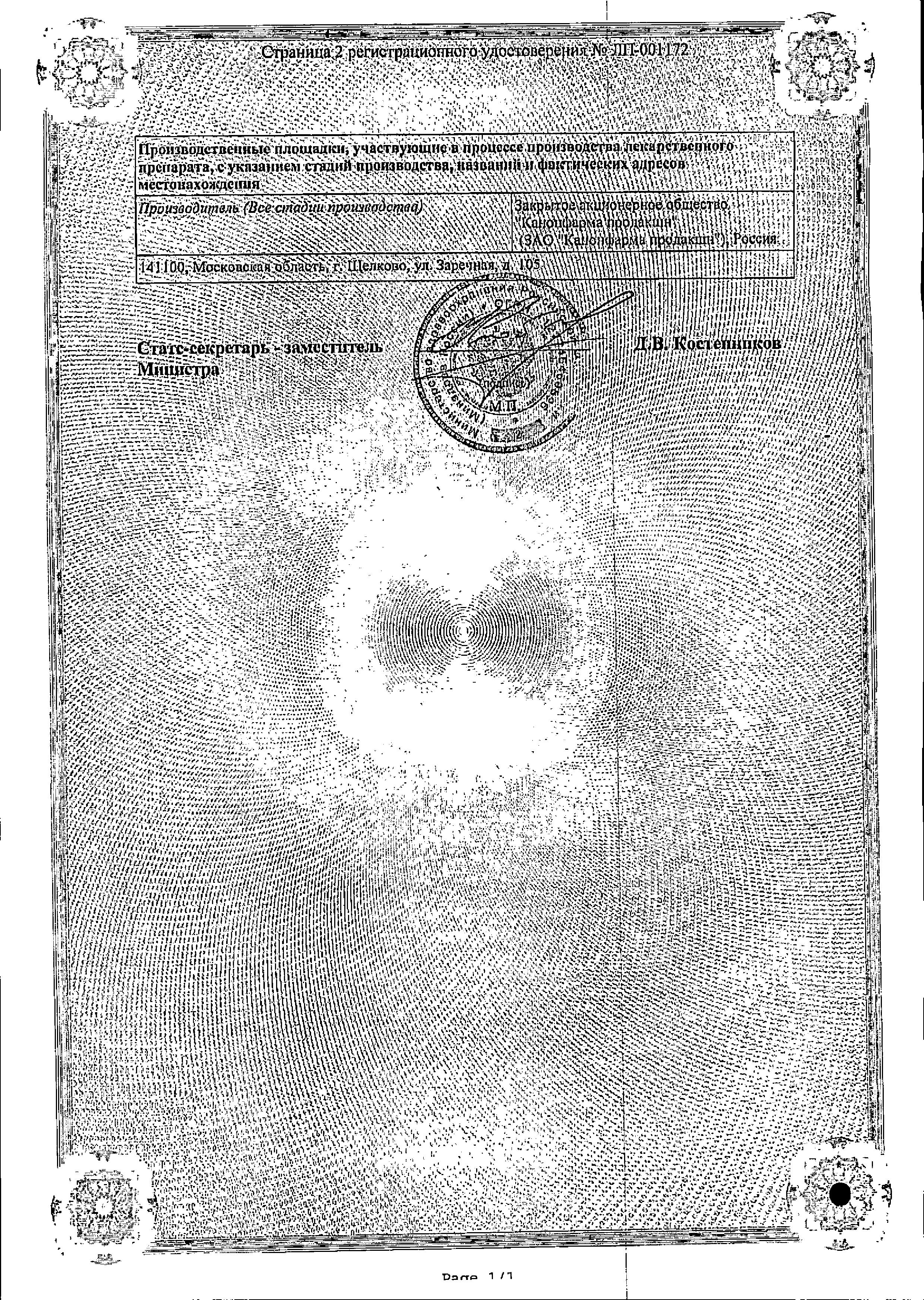 Сертификат Nebivolol Canon