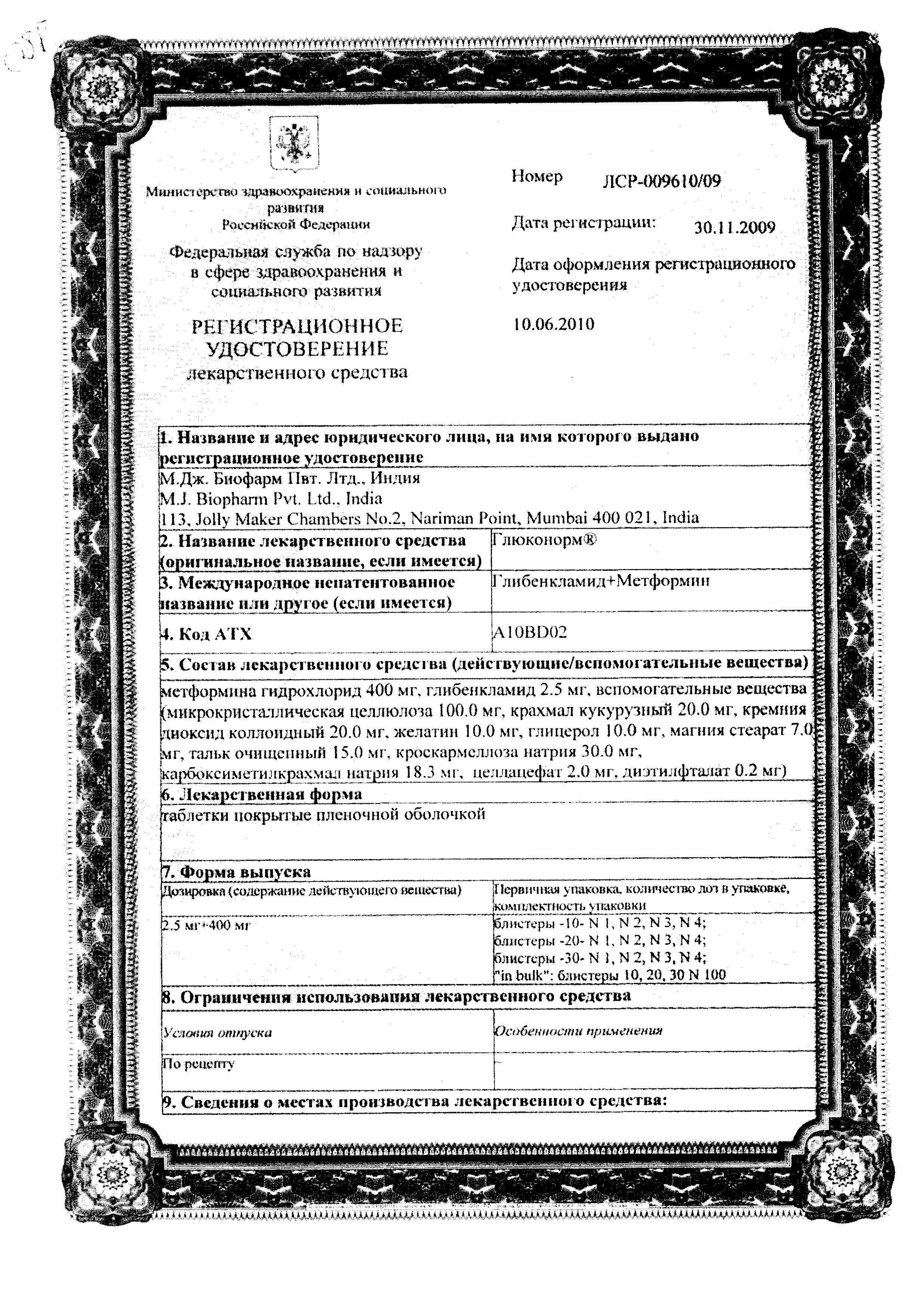 Сертификат Gluconorm