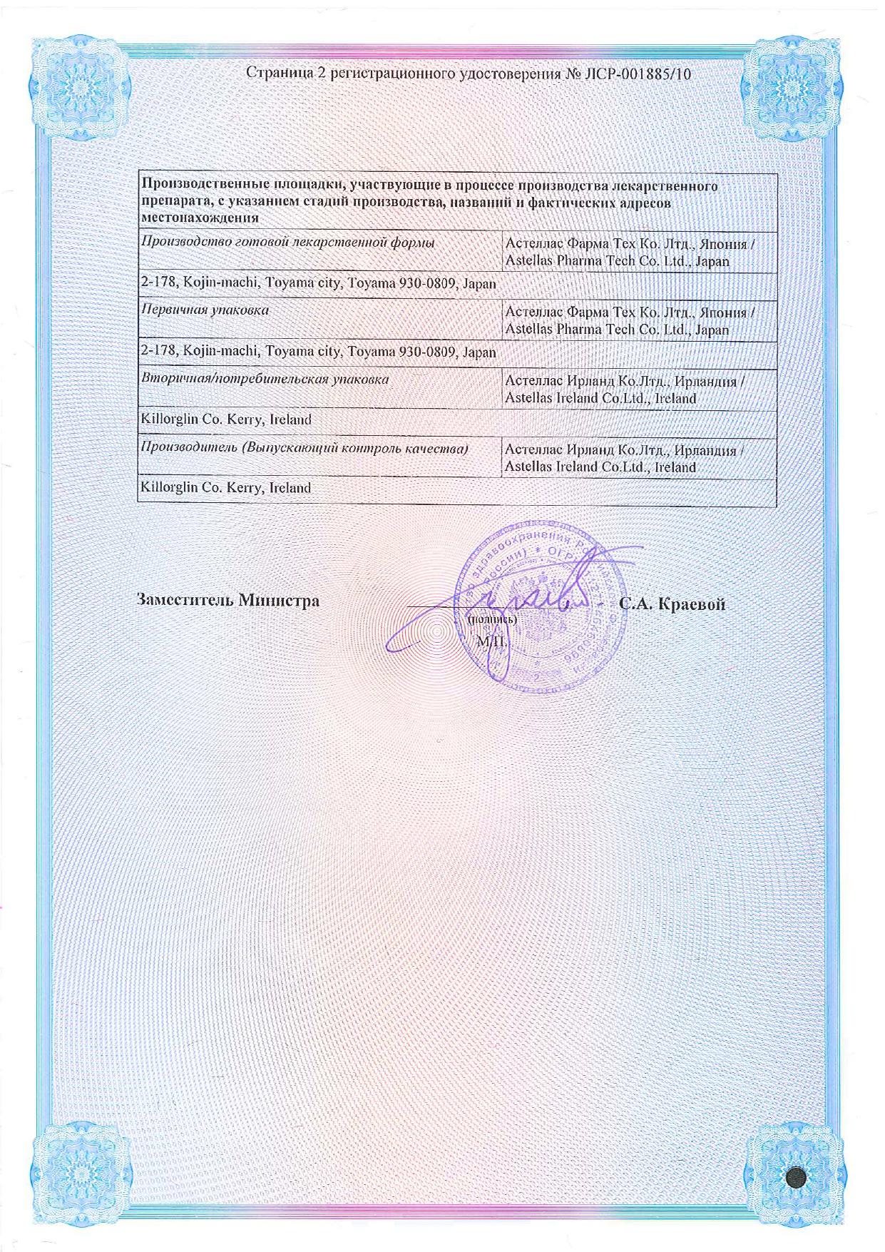 Сертификат на Протопик, мазь 0.03%, 30 г