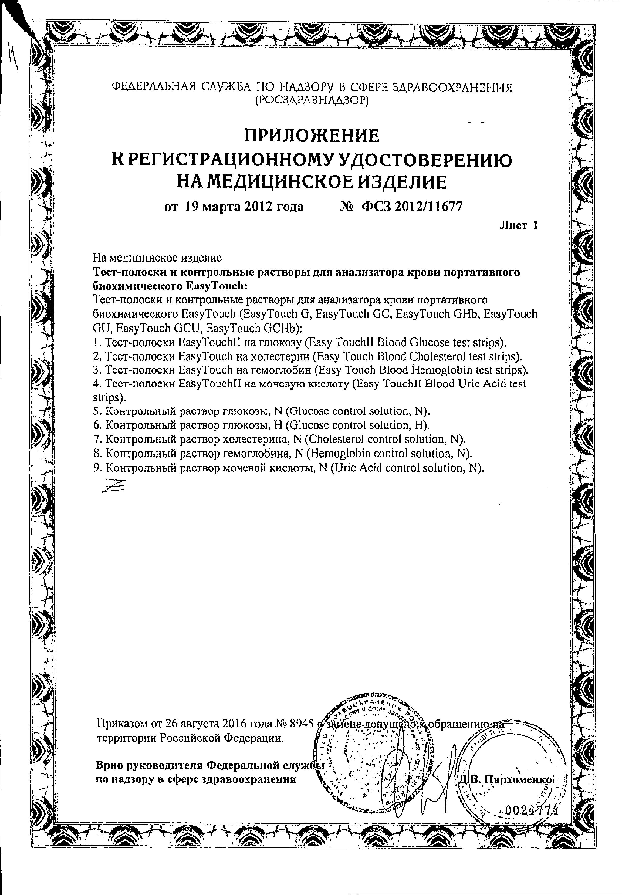 Сертификат на Диагностические тесты