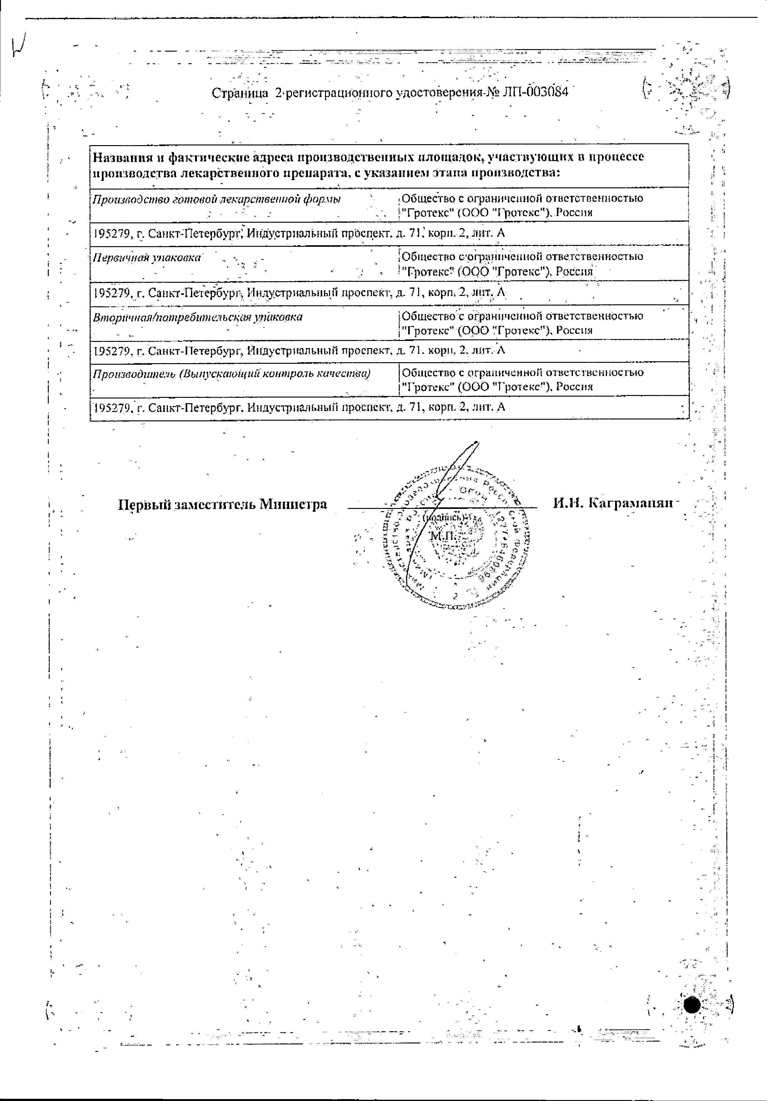 Сертификат Бетаксолол