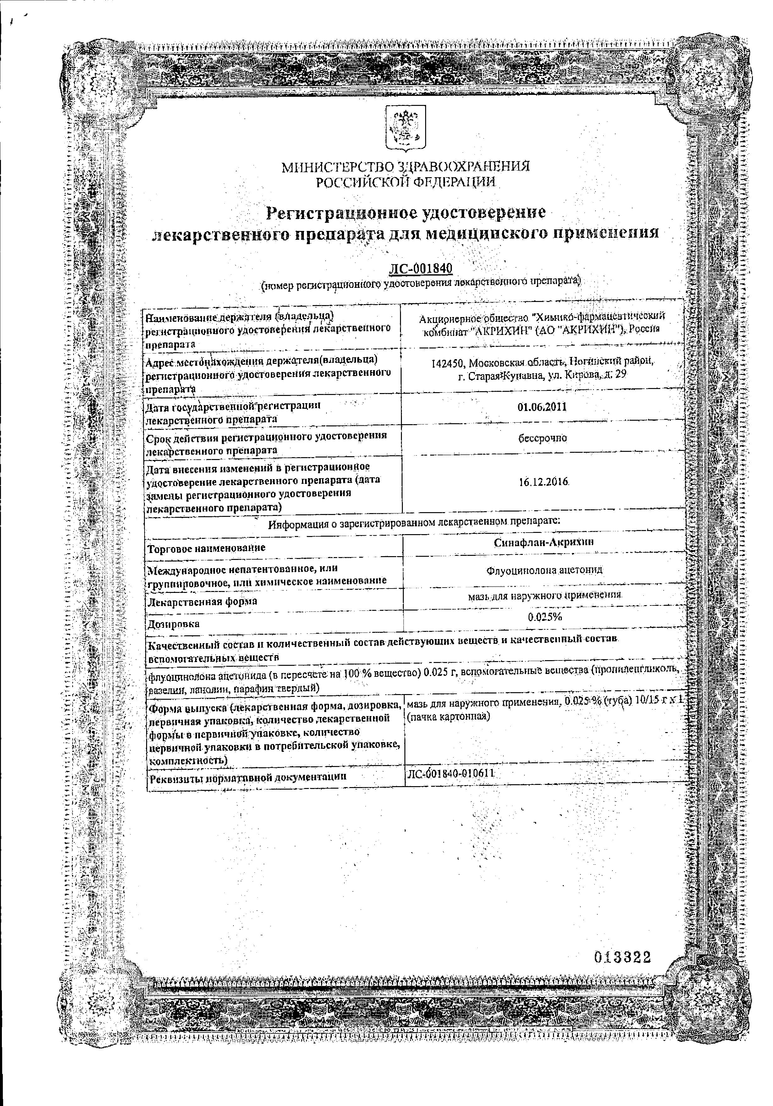 Сертификат Synaflan-Akrihin