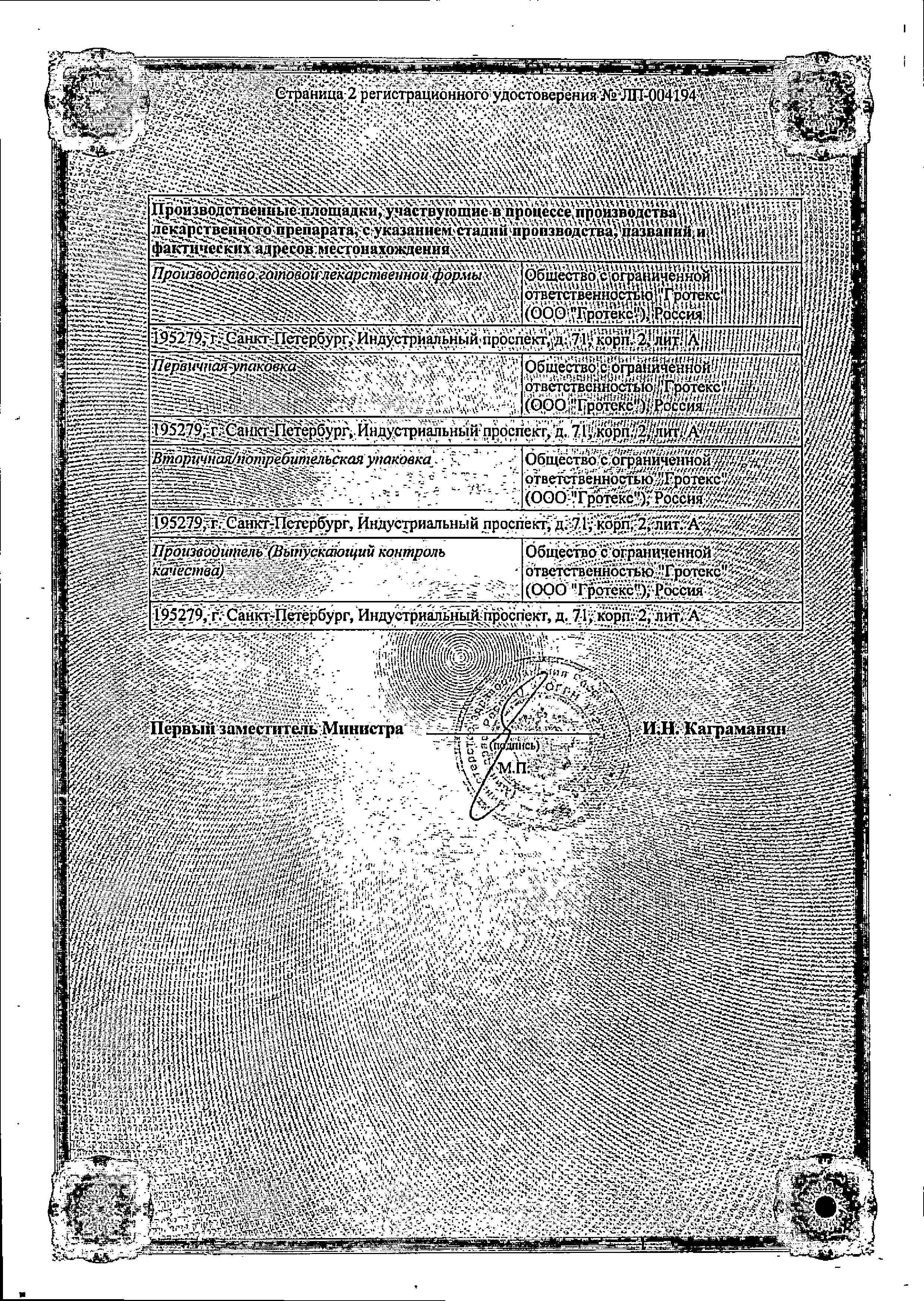 Сертификат Meldonium SOLOpharm