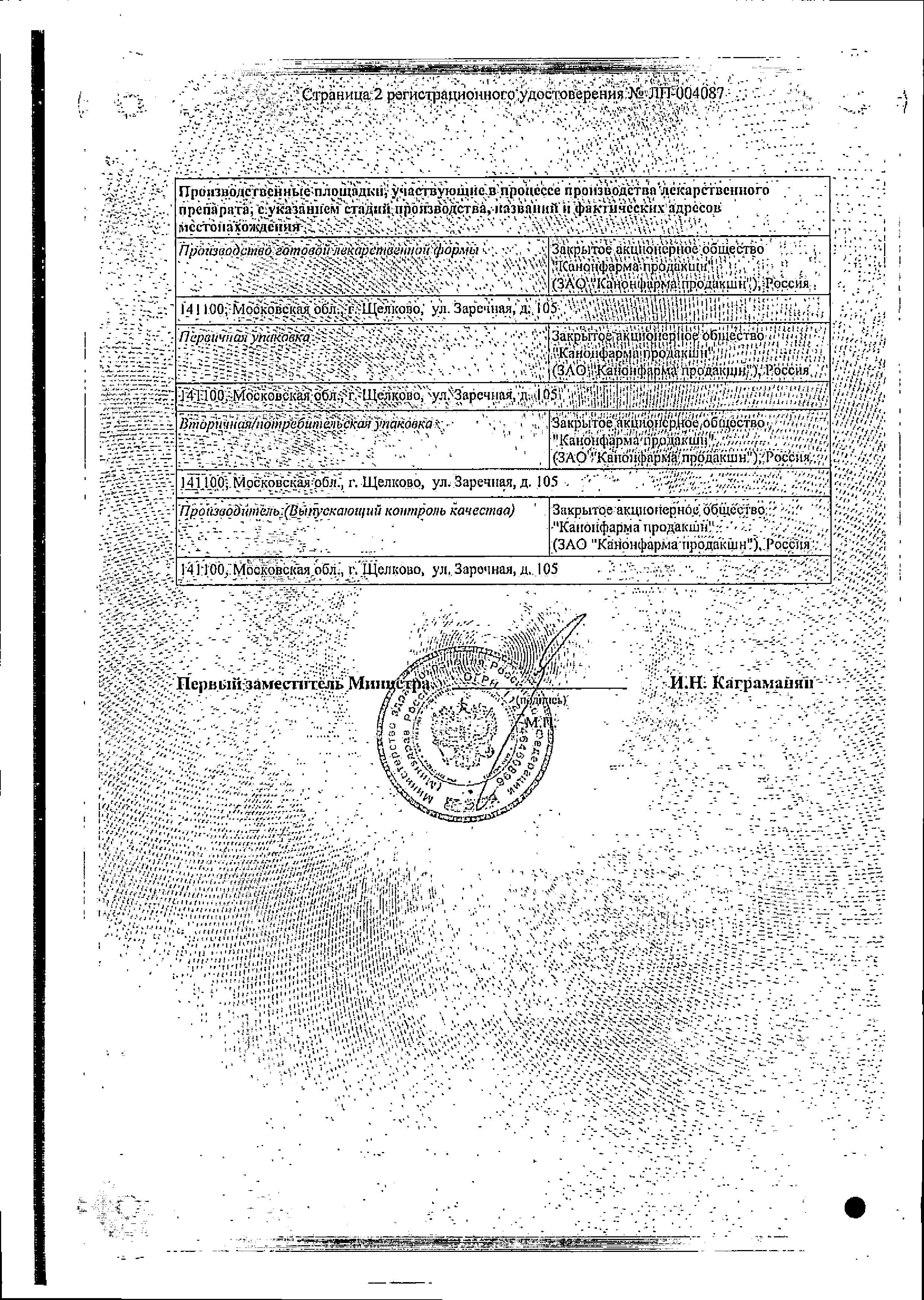 Сертификат Linezolid -Canon