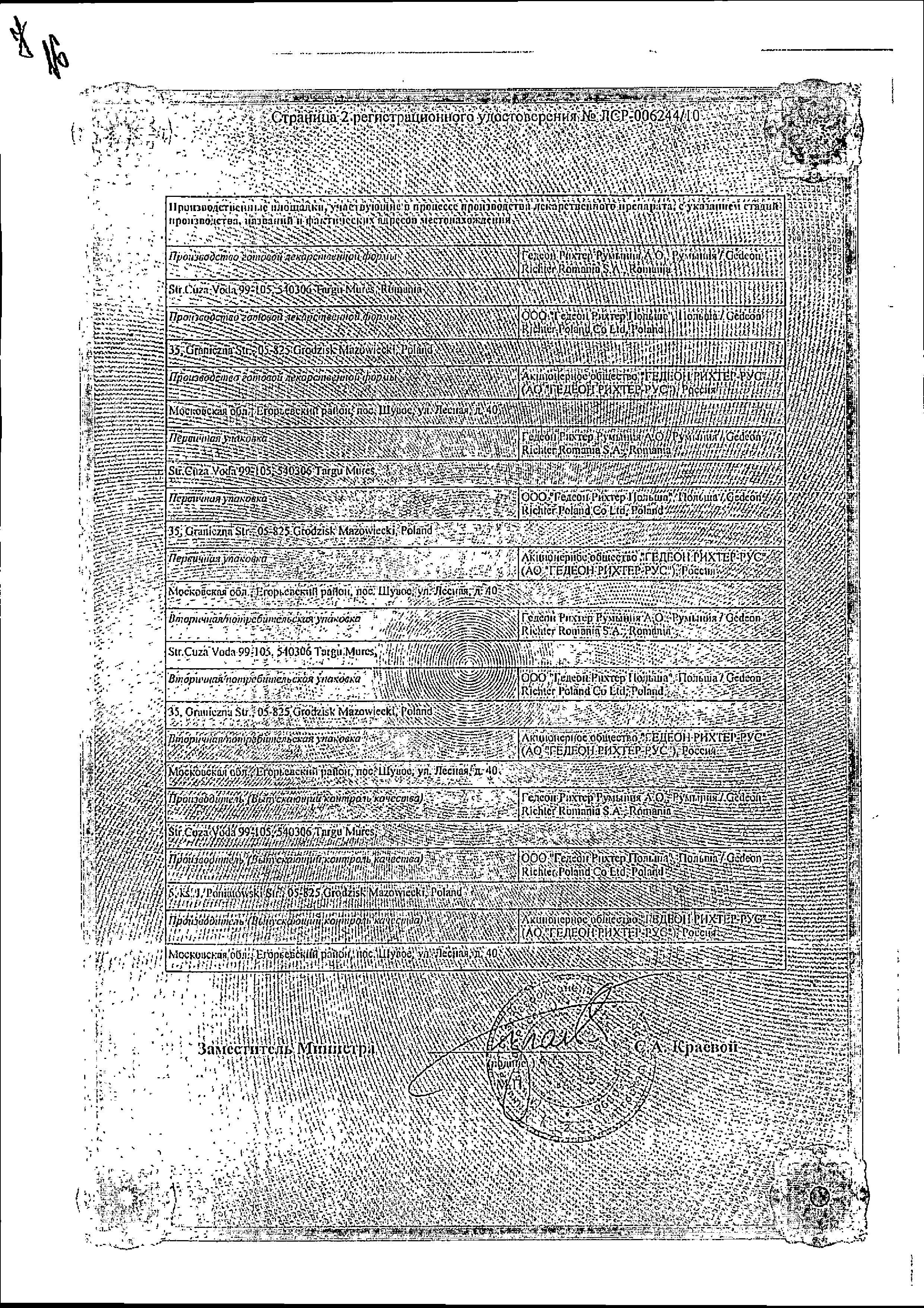 Сертификат на Предизин, таблетки 35 мг, 60 шт.