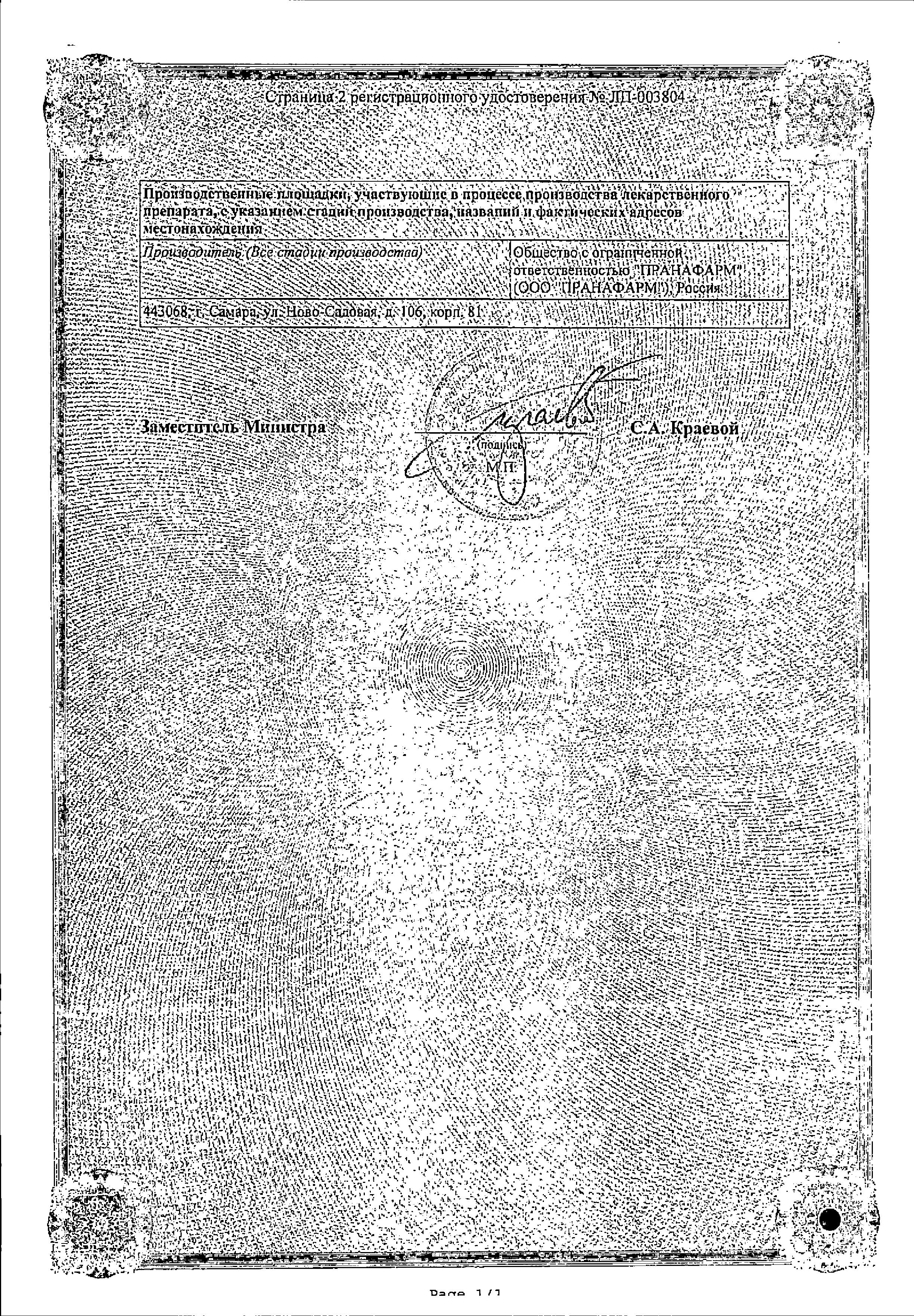 Сертификат Losartan