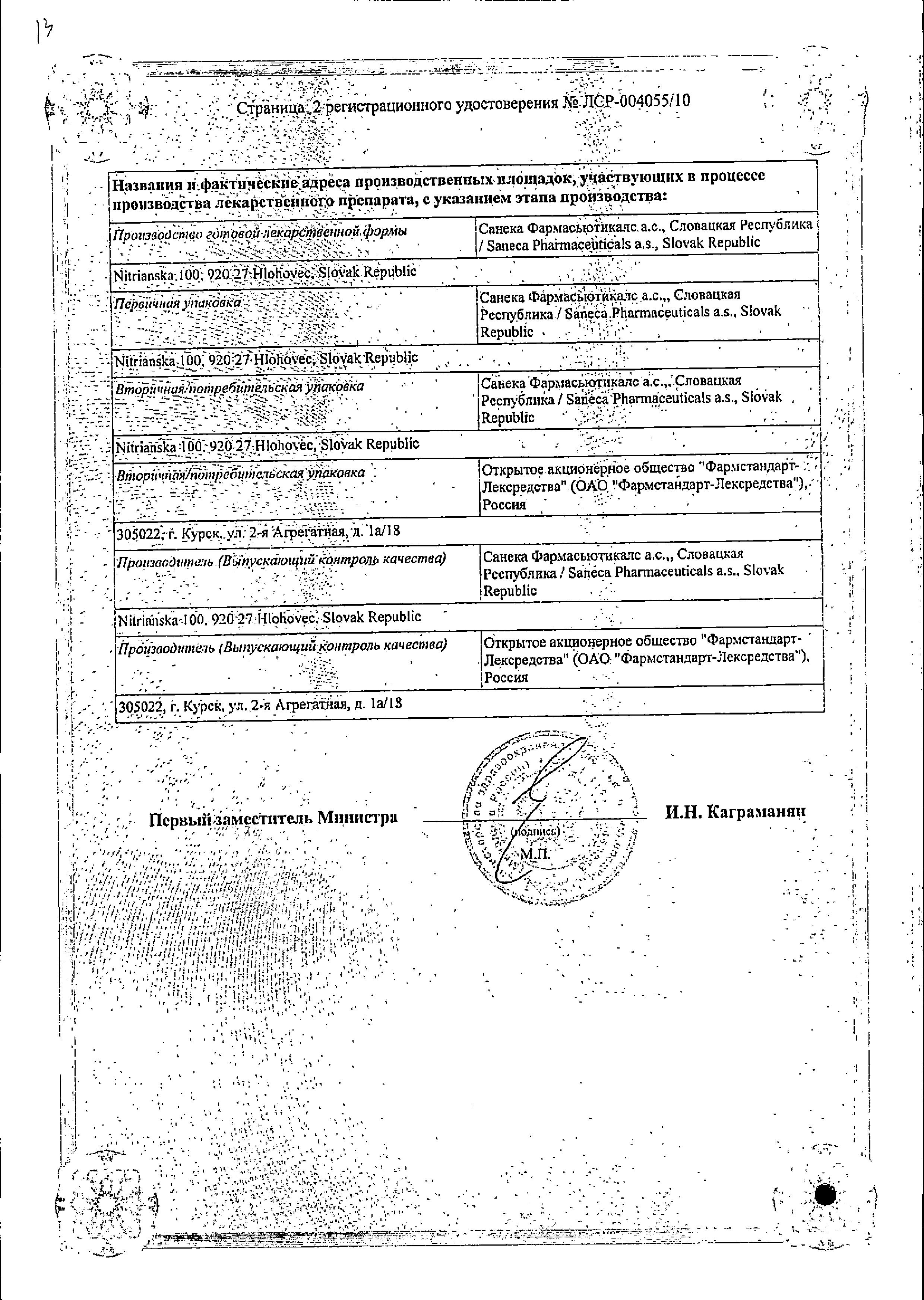 Сертификат на Лозап, таблетки покрыт. плен. об. 100 мг, 90 шт.
