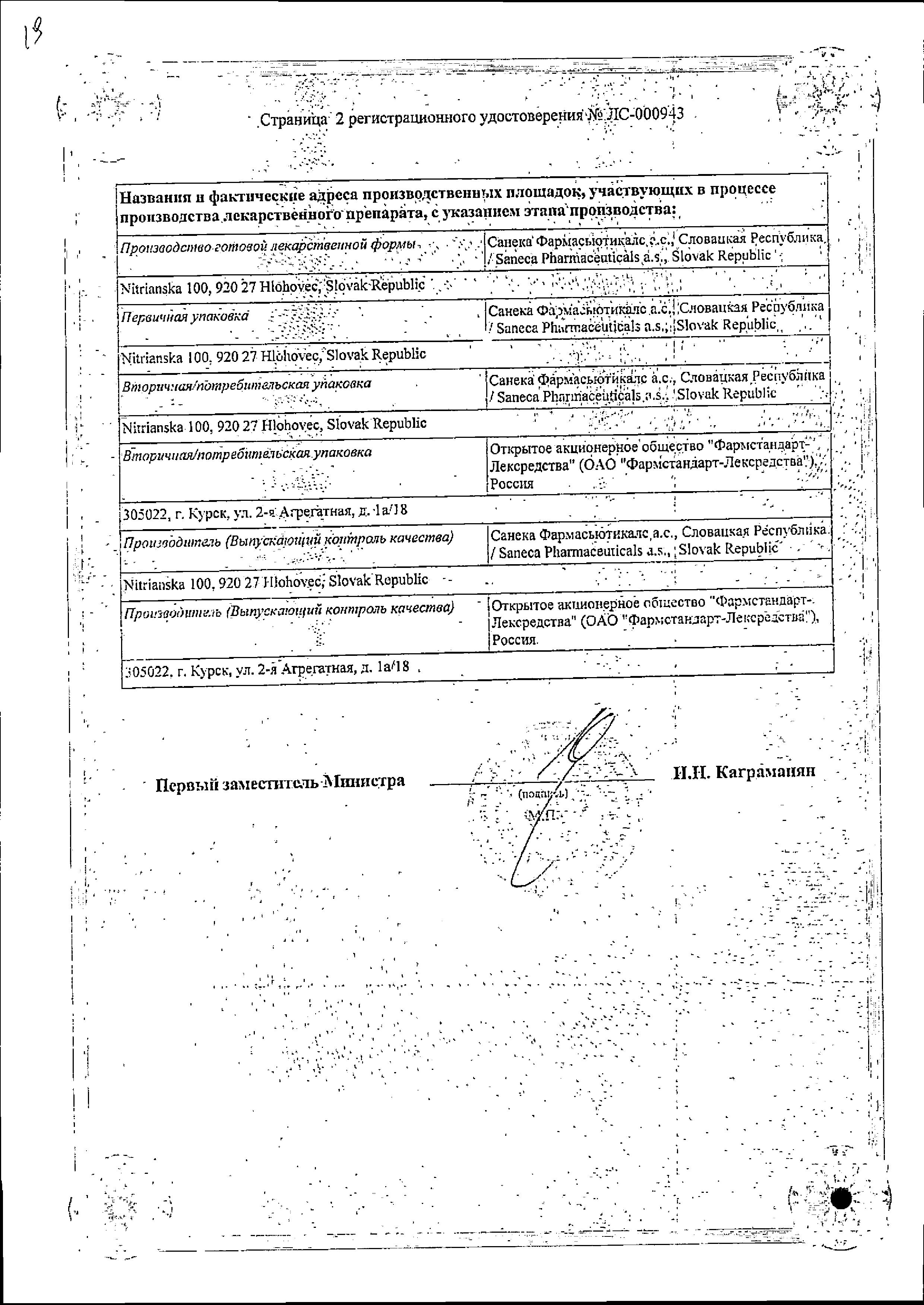 Сертификат на Коронал, таблетки покрыт. плен. об. 5 мг, 60 шт.