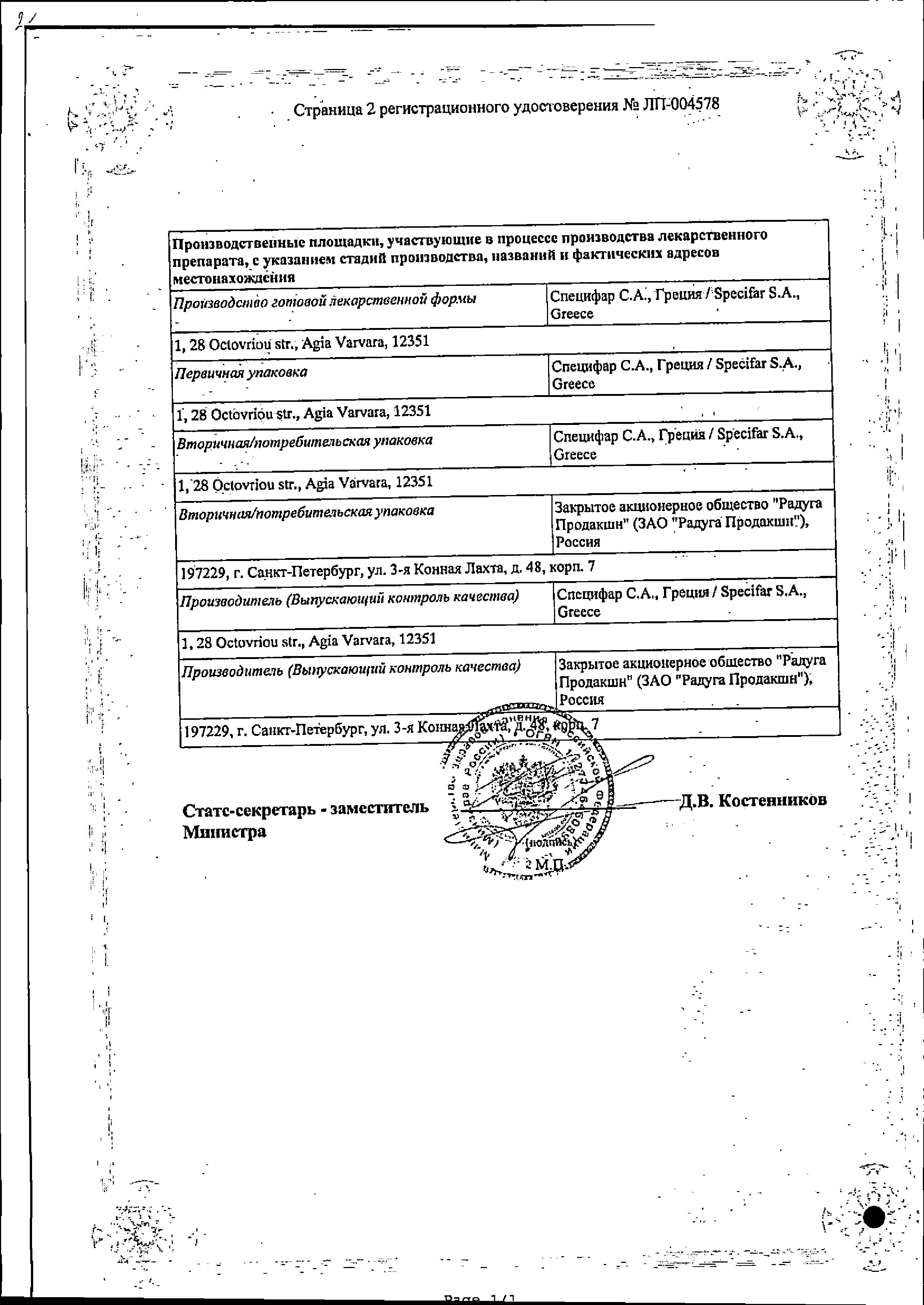 Сертификат Фавирокс