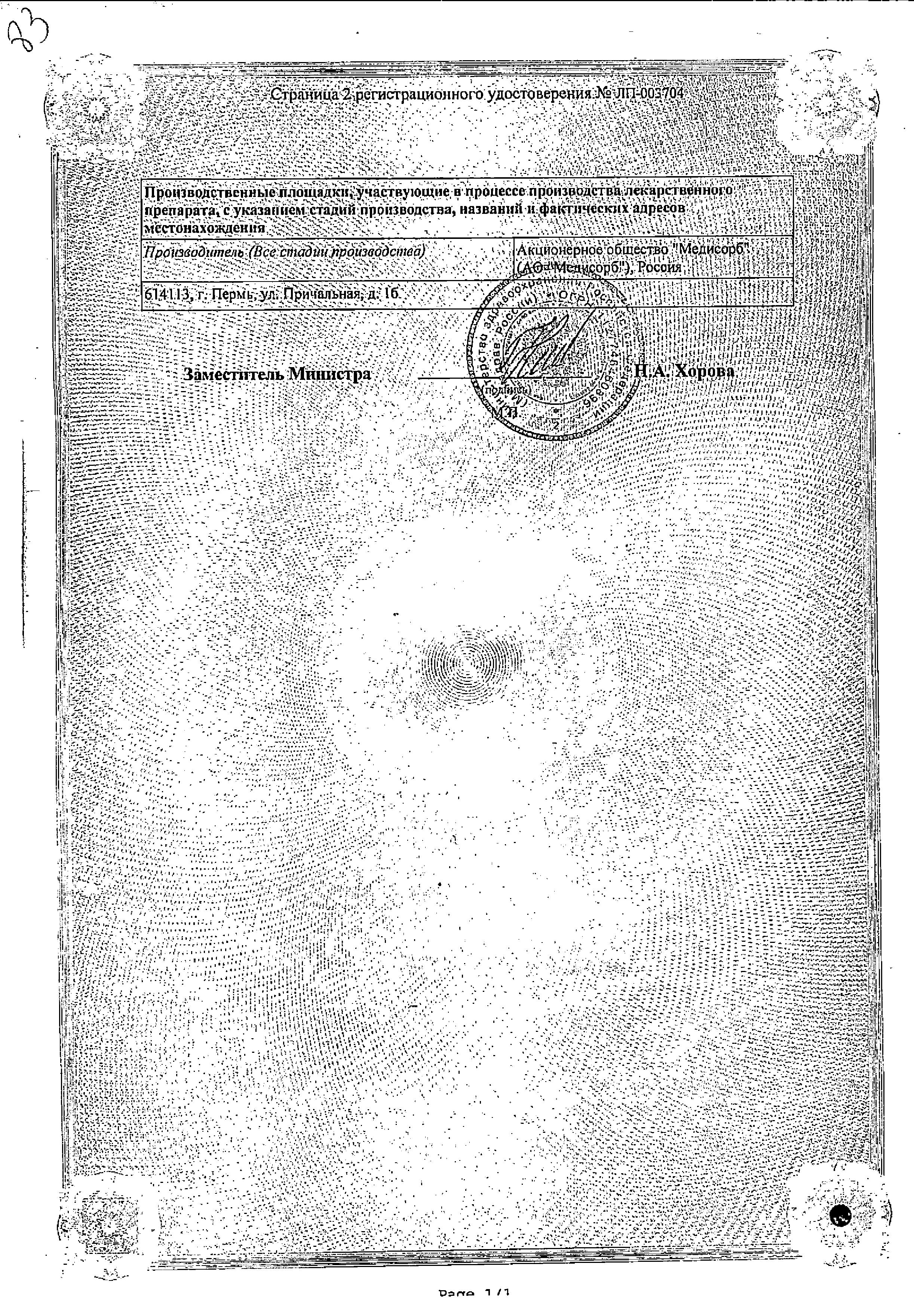 Сертификат Лизиноприл