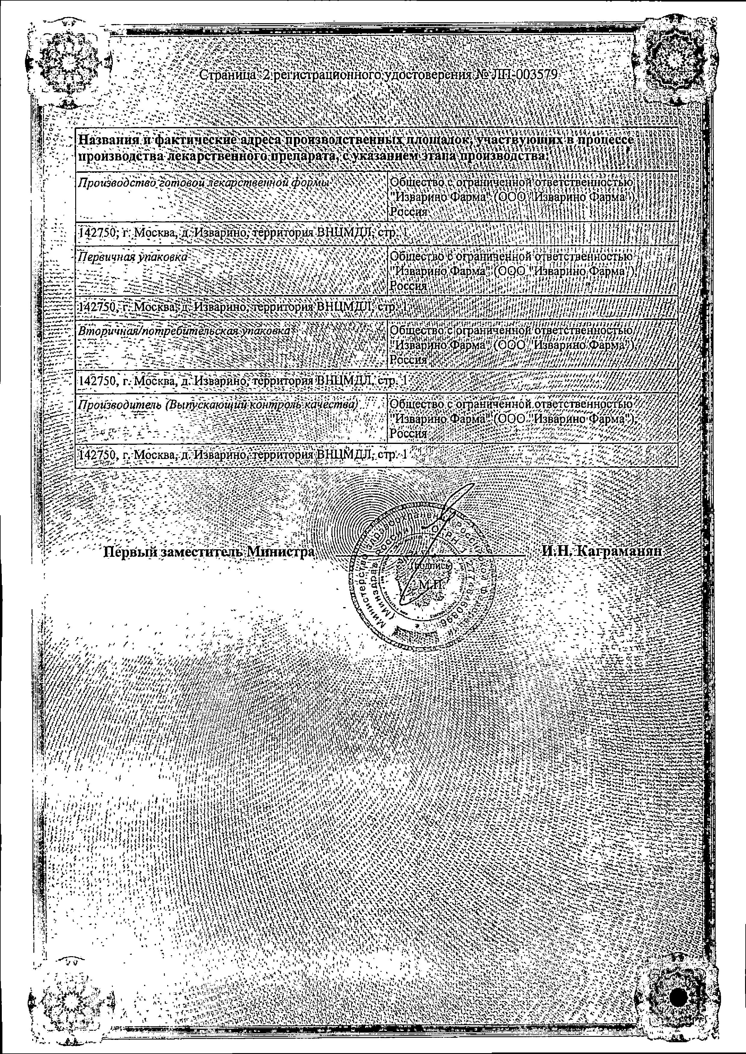 Сертификат Trimetazidine SR