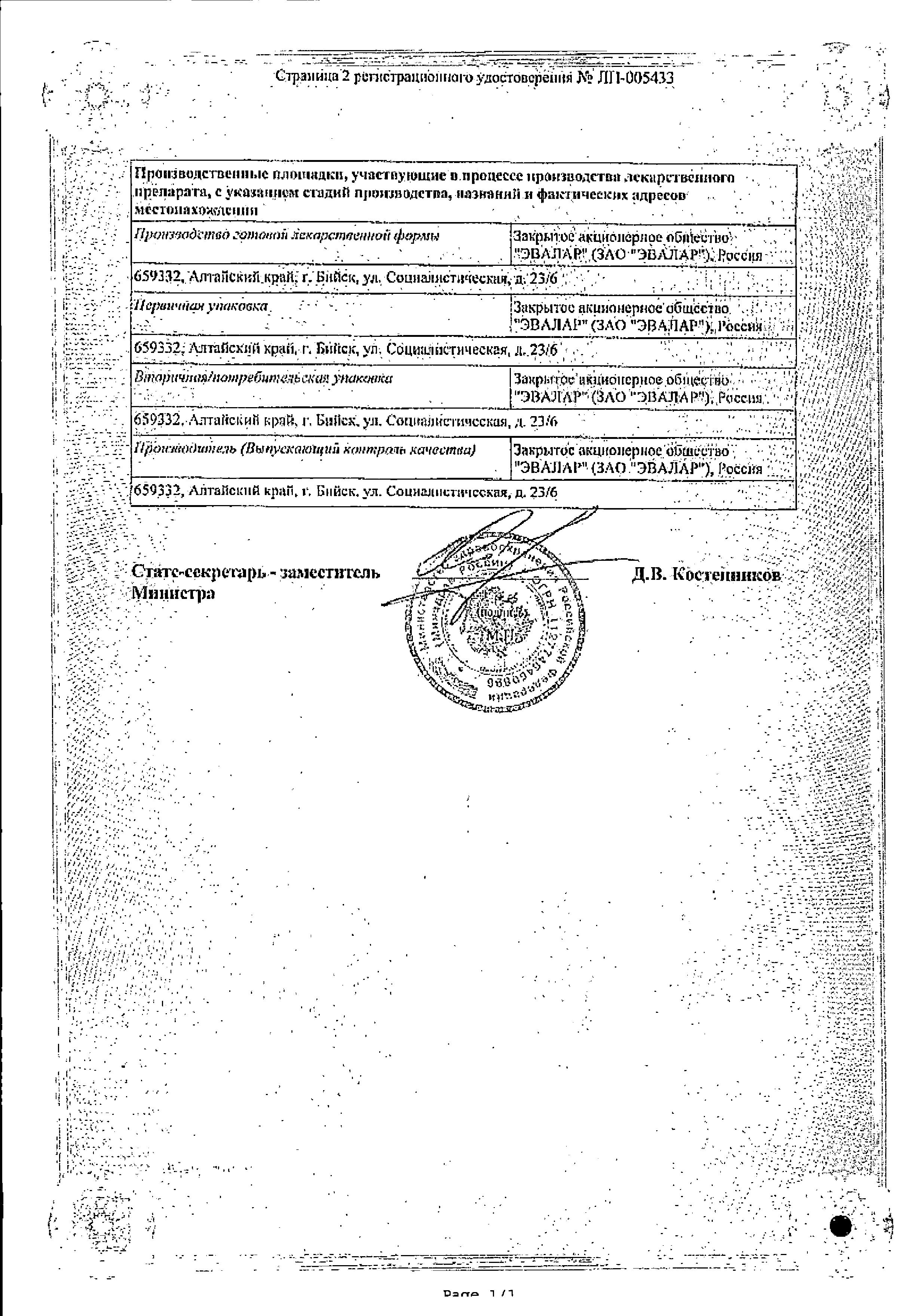 Сертификат Нефростен
