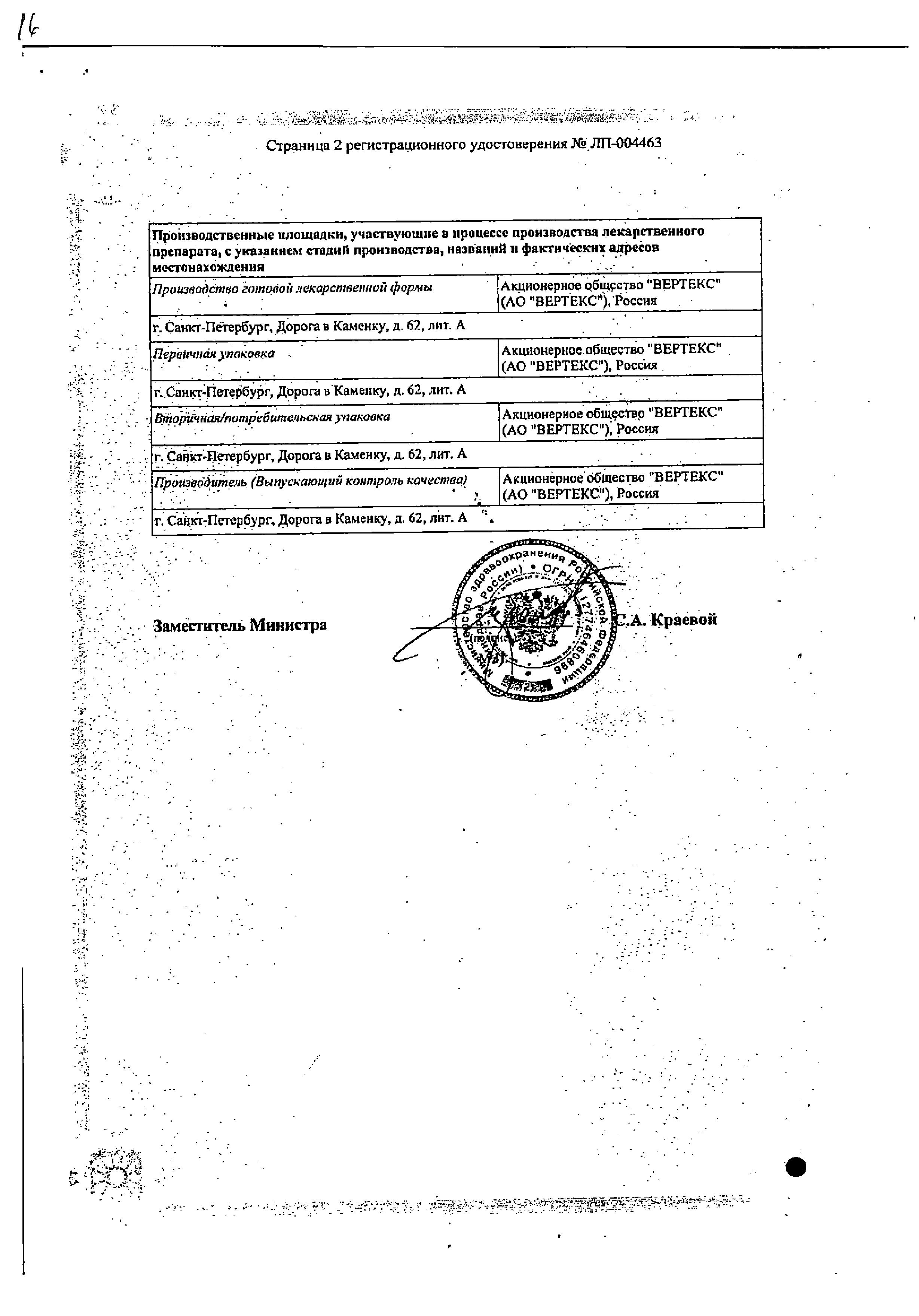 Сертификат Нифуроксазид