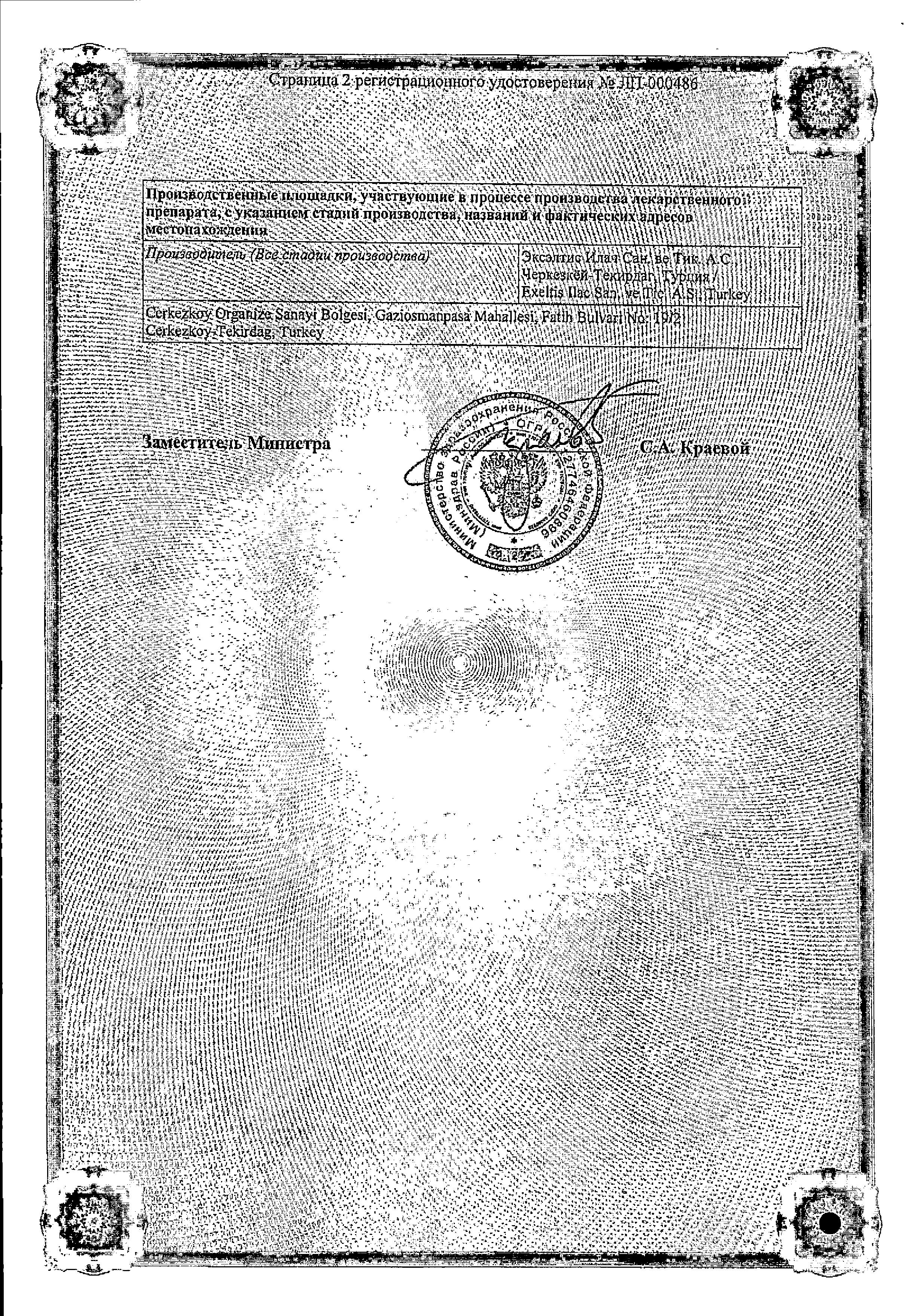 Сертификат на Нео-Пенотран Форте Л, суппозитории вагинальные 100 мг+750 мг+200 мг, 7 шт.