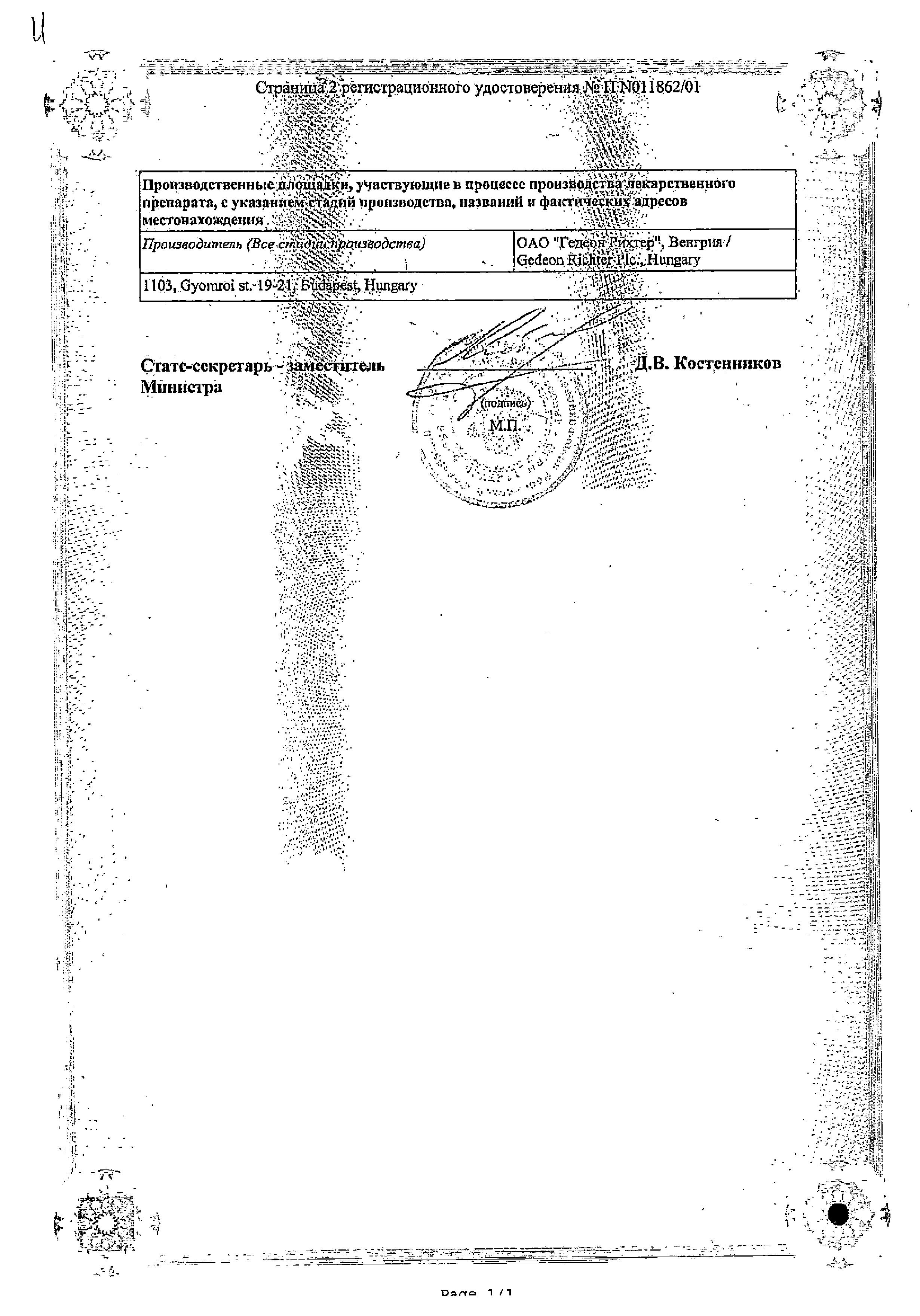 Сертификат на Фторокорт, мазь, 15 г