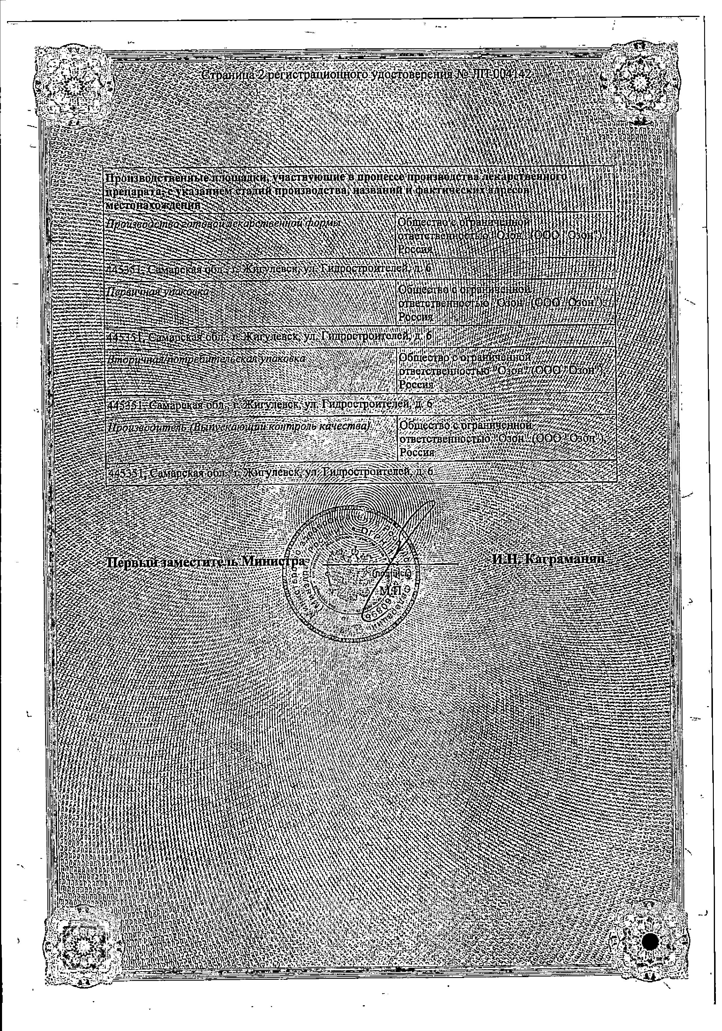 Сертификат Лозартан