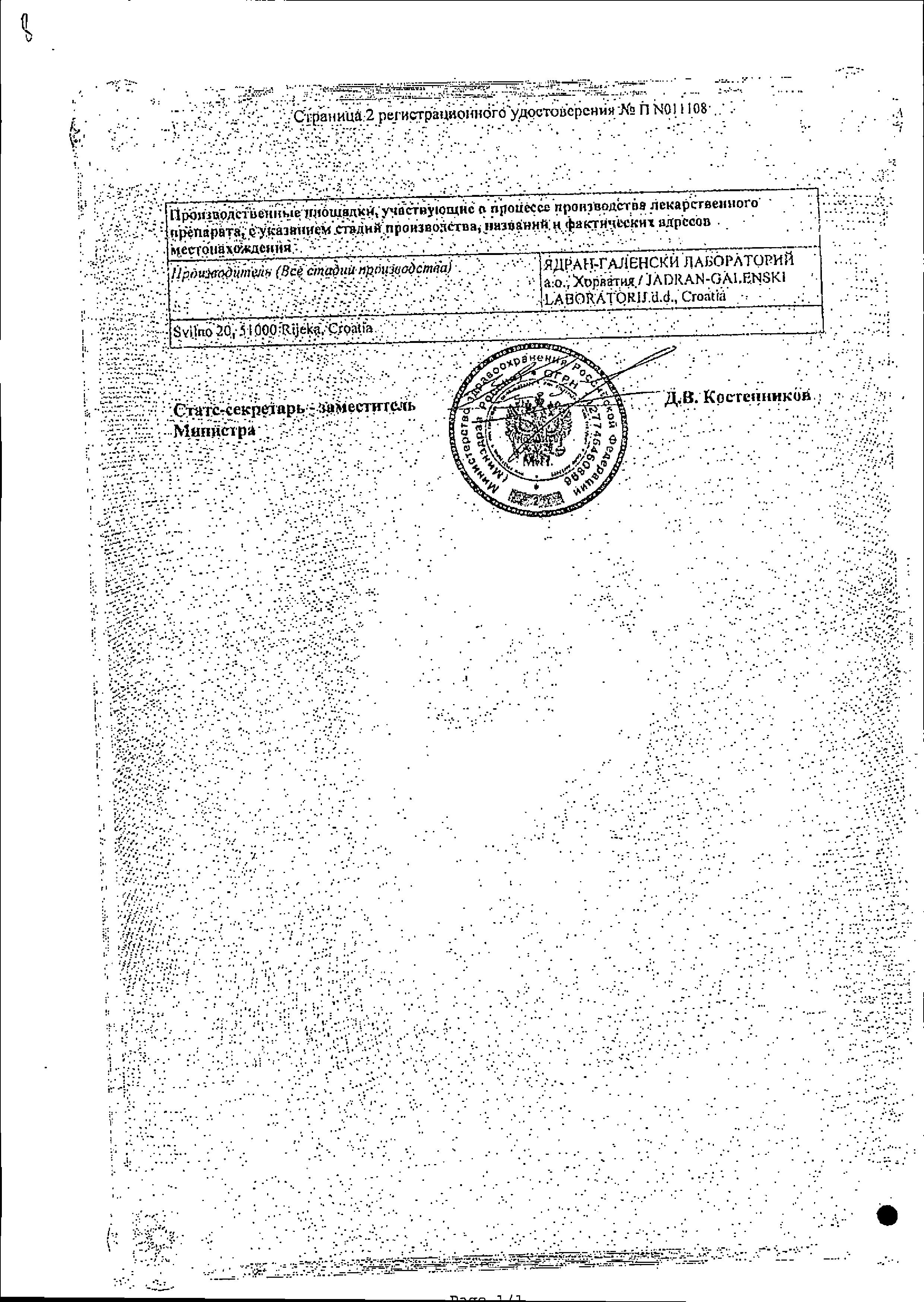 Сертификат Anafranil® SR