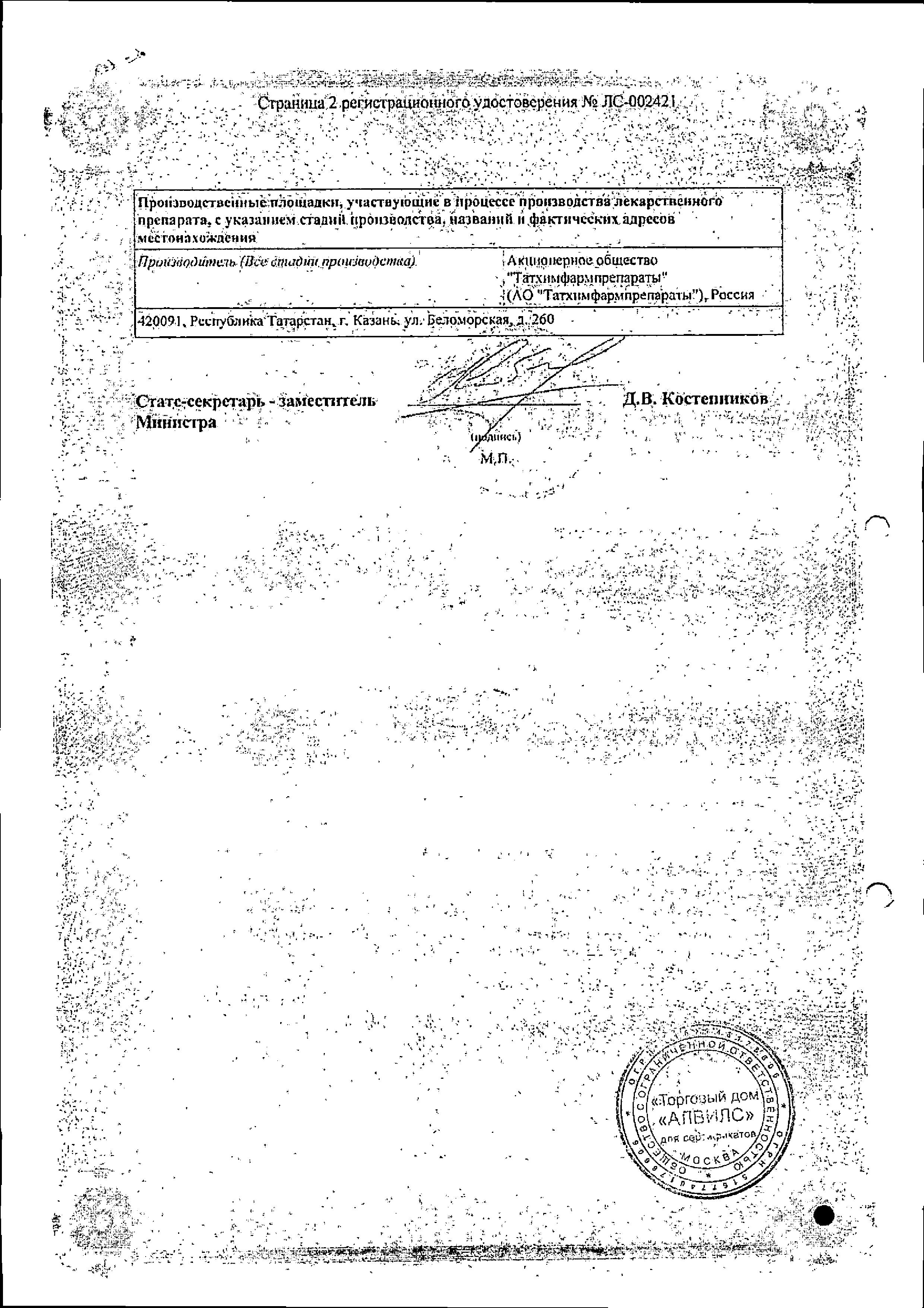 Сертификат Эритромицин