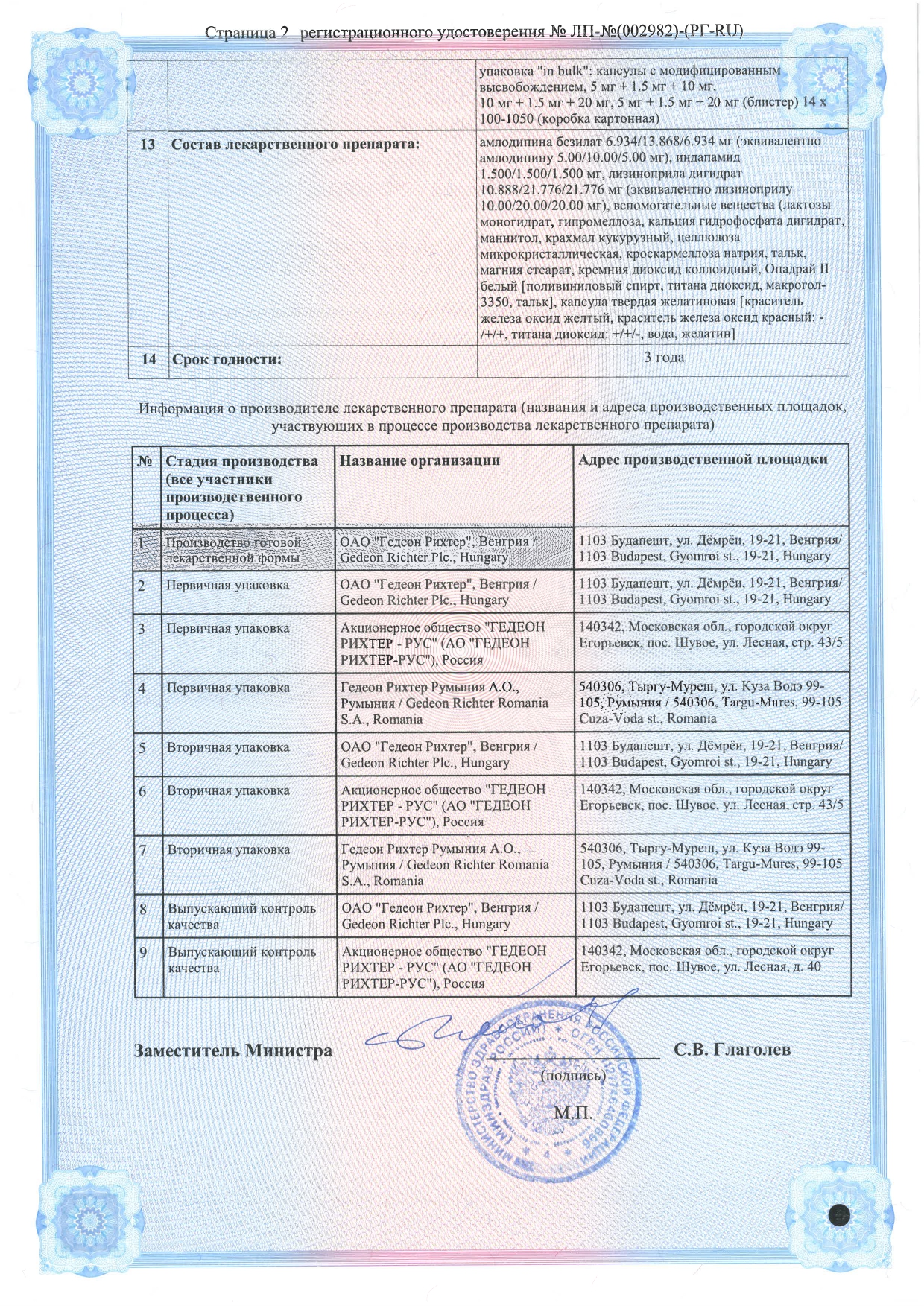 Сертификат на Эквапресс, капсулы с модифицированным высвобождением 10 мг+1,5 мг+20 мг, 28 шт.